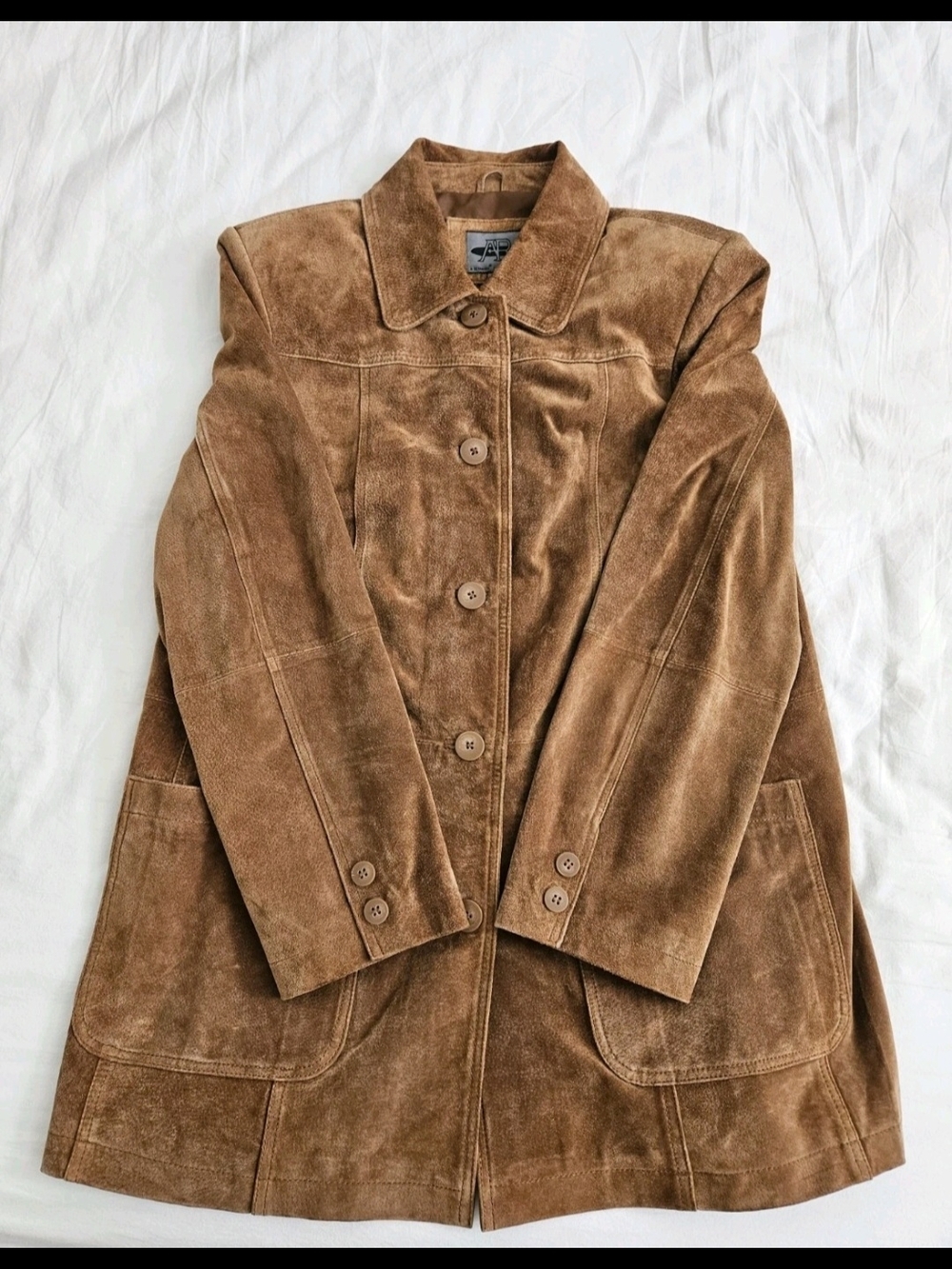 A Bernardo Brown Genuine Leather Jacket Womens L Button Front Coat